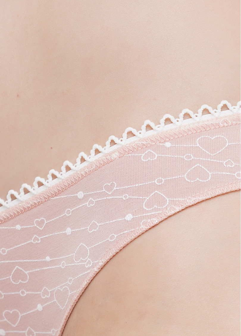 Трусы бразилиана из хлопка с сердечками Amour 2206/60 pink hearts (розовый)