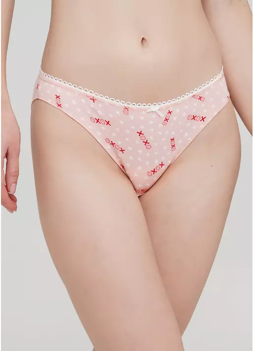 Трусики слипы из хлопка принт сердца Amour 2301/60 peach hearts (розовый)