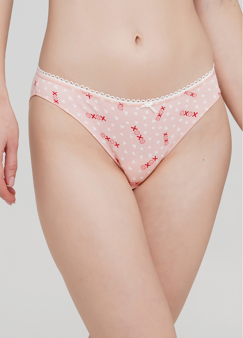 Трусики слипы из хлопка принт сердца Amour 2301/60 peach hearts (розовый)