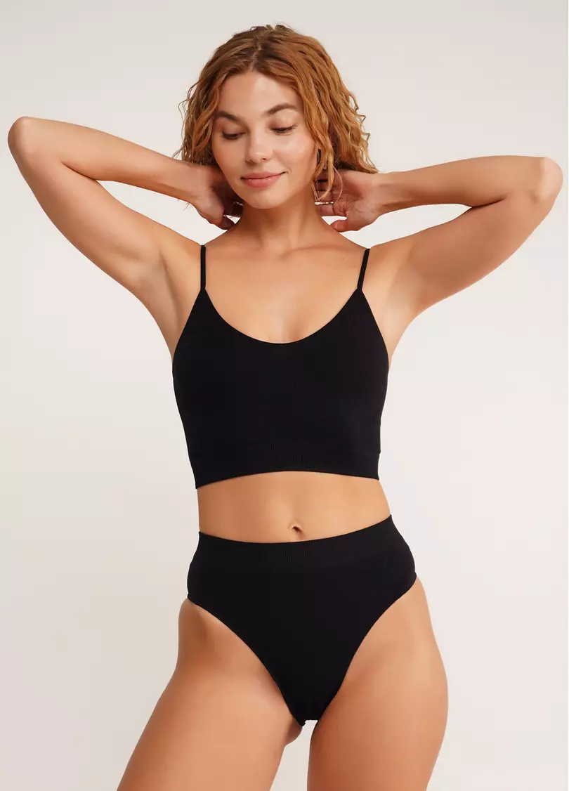 Фактурные бесшовные бразилиана BRASILIAN BRIEFS BRAID black (черный)