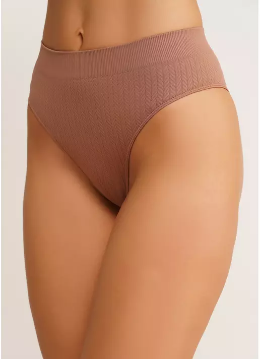 Фактурні безшовні бразиліана BRASILIAN BRIEFS BRAID mokko (коричневий)