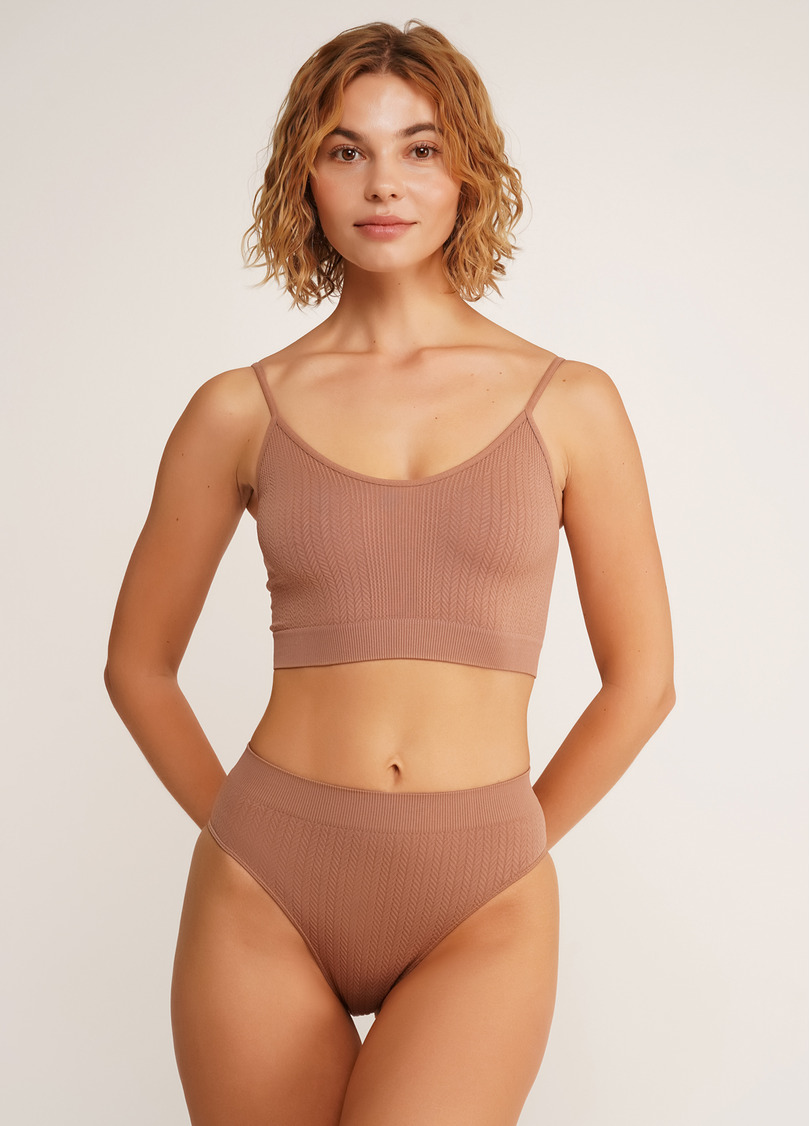 Фактурні безшовні бразиліана BRASILIAN BRIEFS BRAID mokko (коричневий)