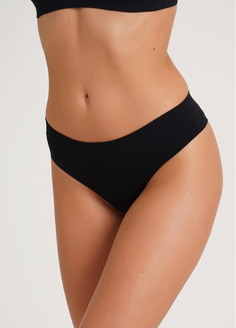 Трусики бразиліана в рубчик BRASILIAN BRIEFS RIB black (чорний)