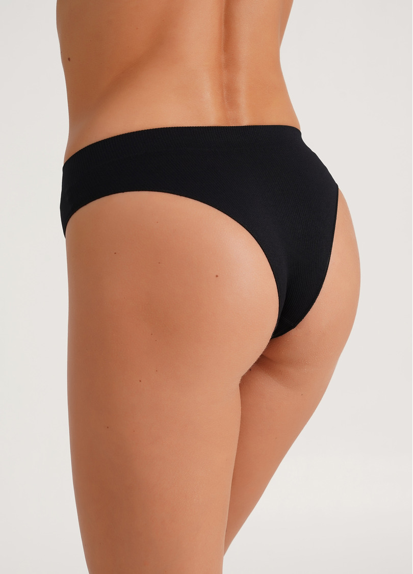 Трусики бразиліана в рубчик BRASILIAN BRIEFS RIB black (чорний)