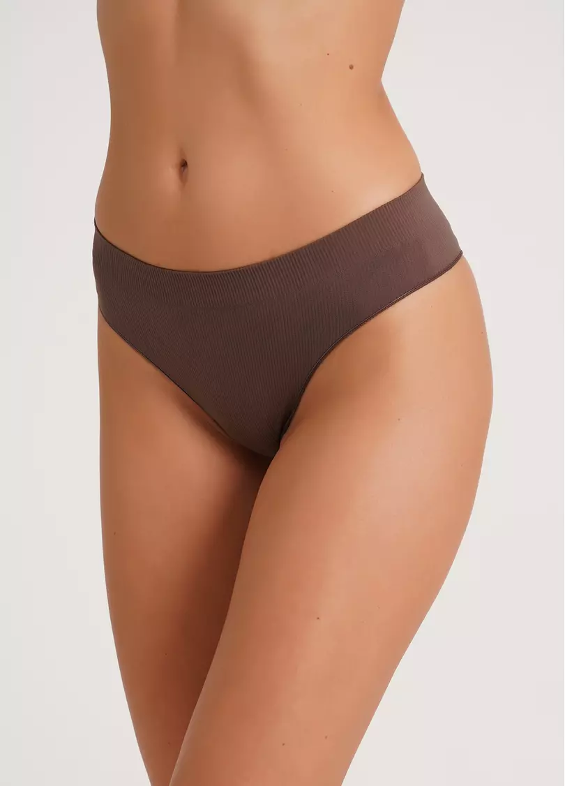 Трусики бразилиана в рубчик BRASILIAN BRIEFS RIB deep taupe (коричневый)