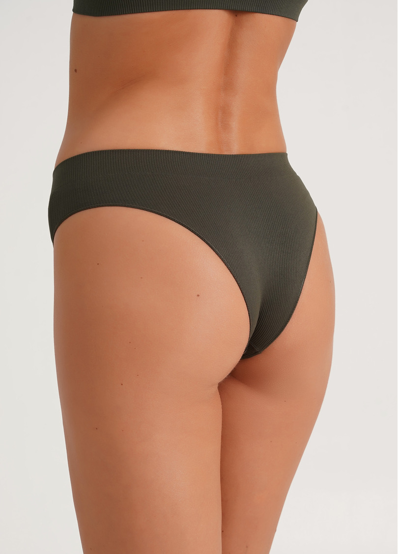 Трусики бразилиана в рубчик BRASILIAN BRIEFS RIB khaki (хаки)