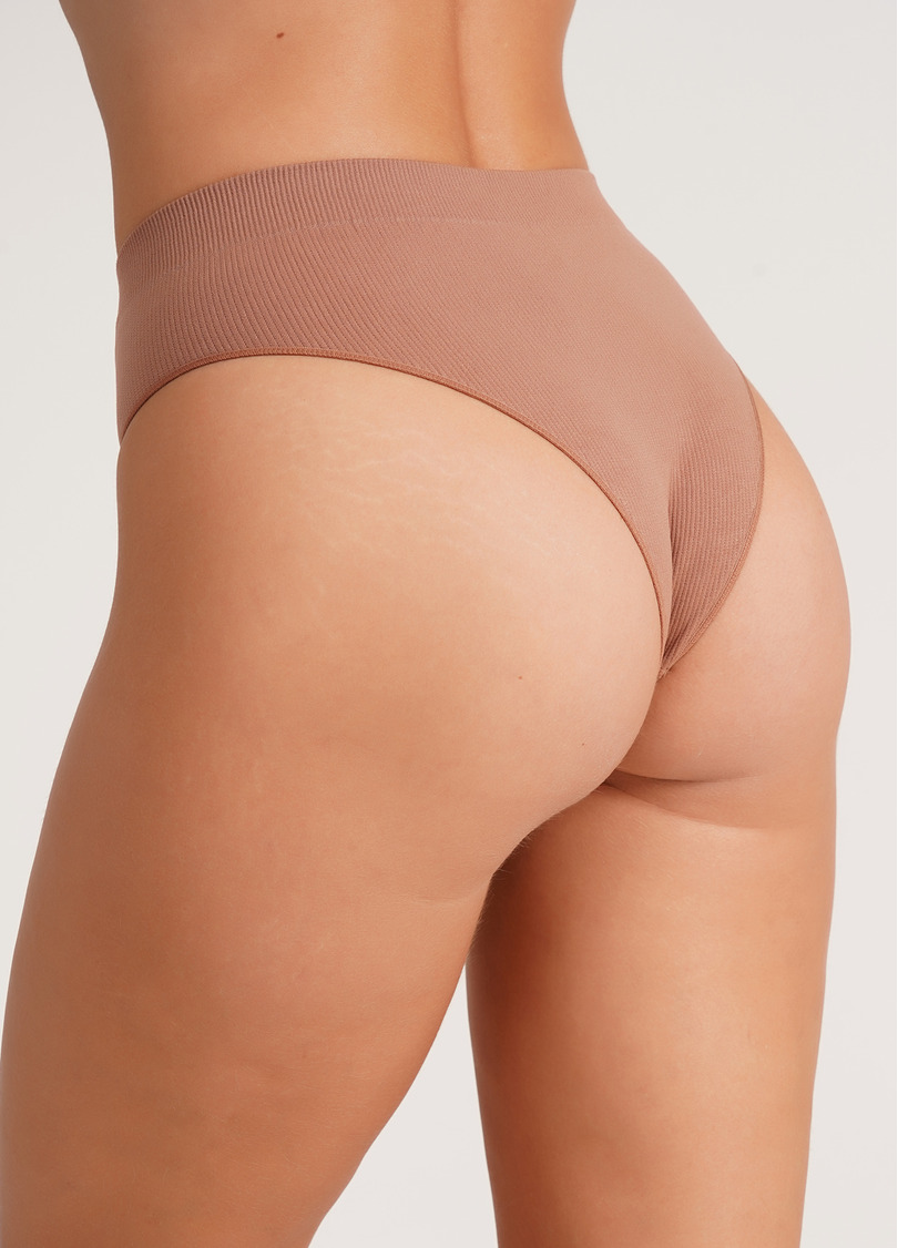 Трусики бразилиана в рубчик BRASILIAN BRIEFS RIB mokko (коричневый)