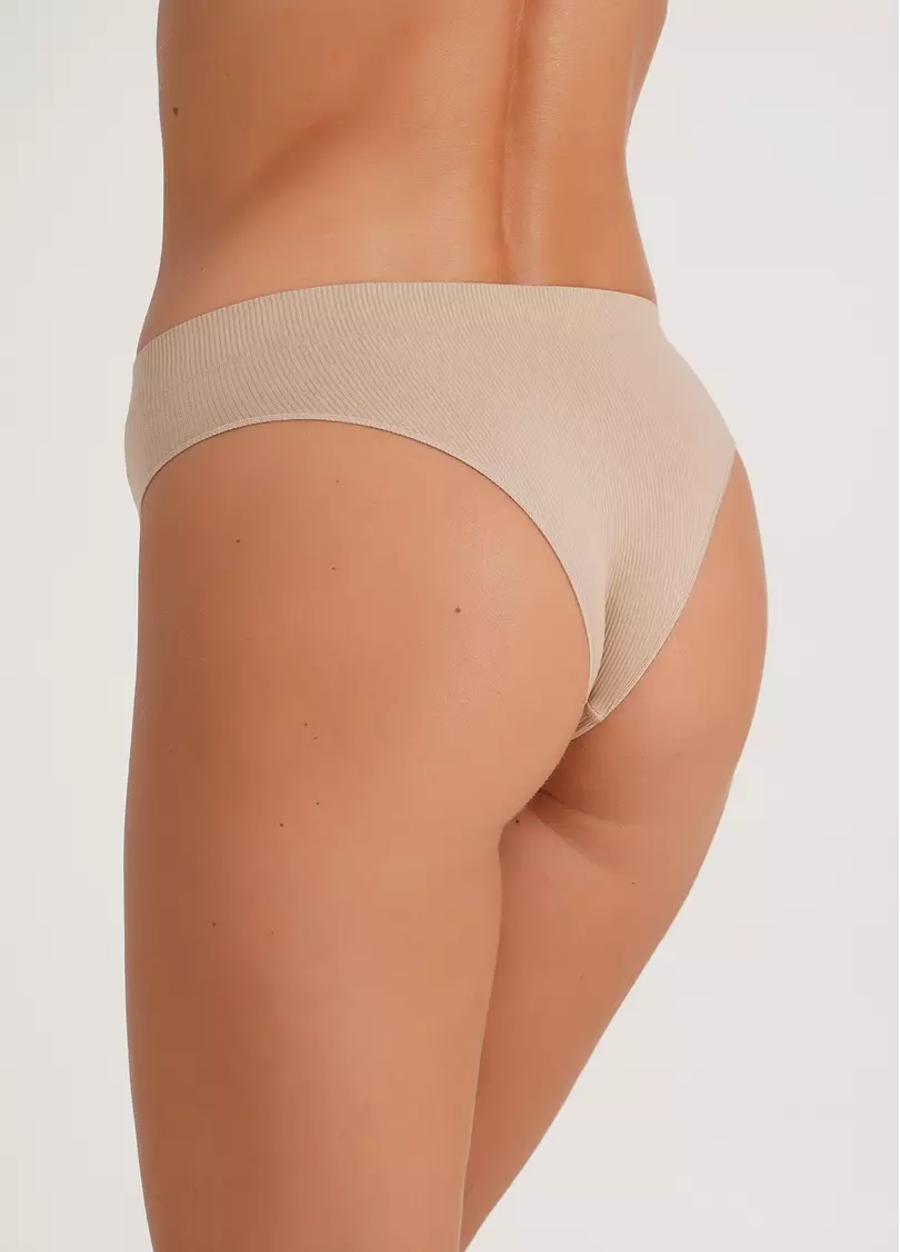 Трусики бразиліана в рубчик BRASILIAN BRIEFS RIB naturale (бежевий)