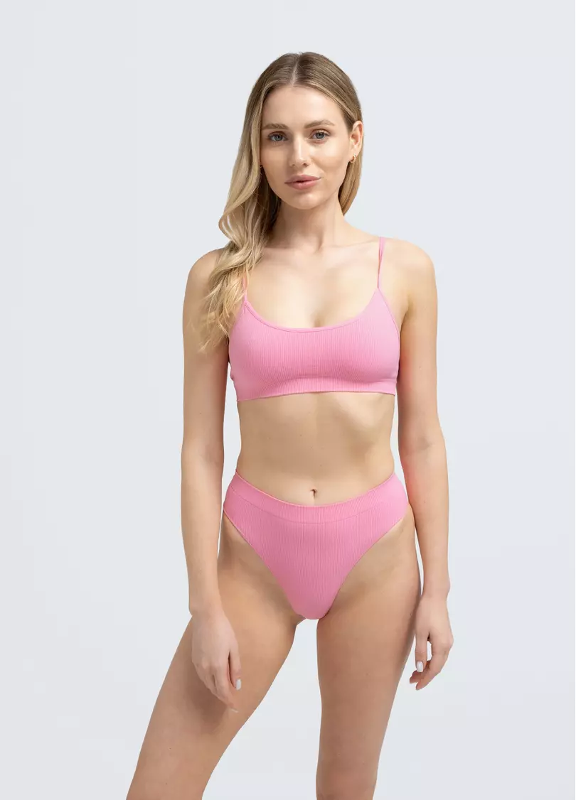 Трусики бразиліана в рубчик BRASILIAN BRIEFS RIB (рожевий)