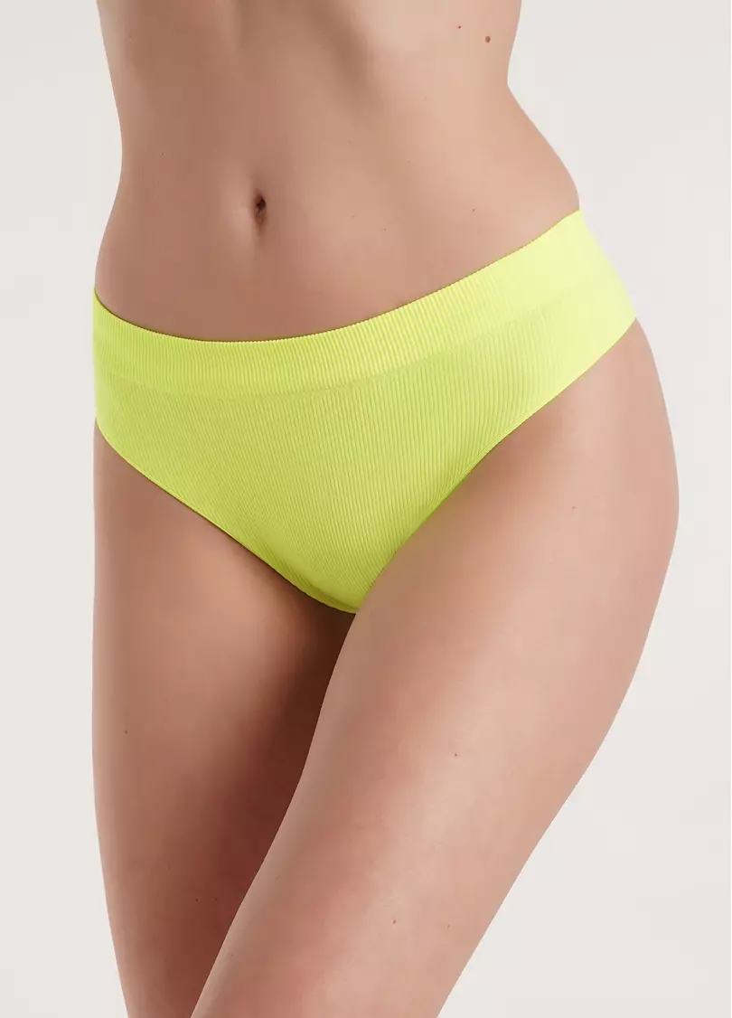 Трусики бразиліана в рубчик BRASILIAN BRIEFS RIB yellow neon (неоновий жовтий)
