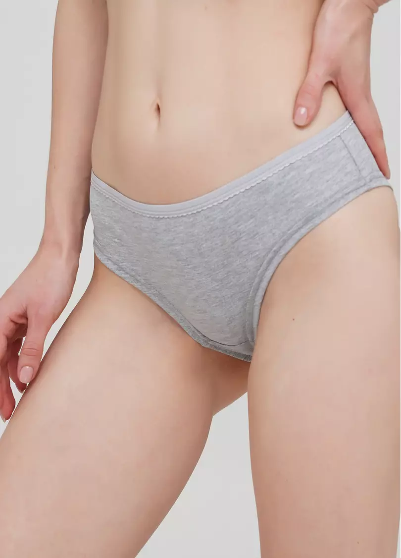 Широкие трусики бразилиана из хлопка Base 2206/60 grey (серый)
