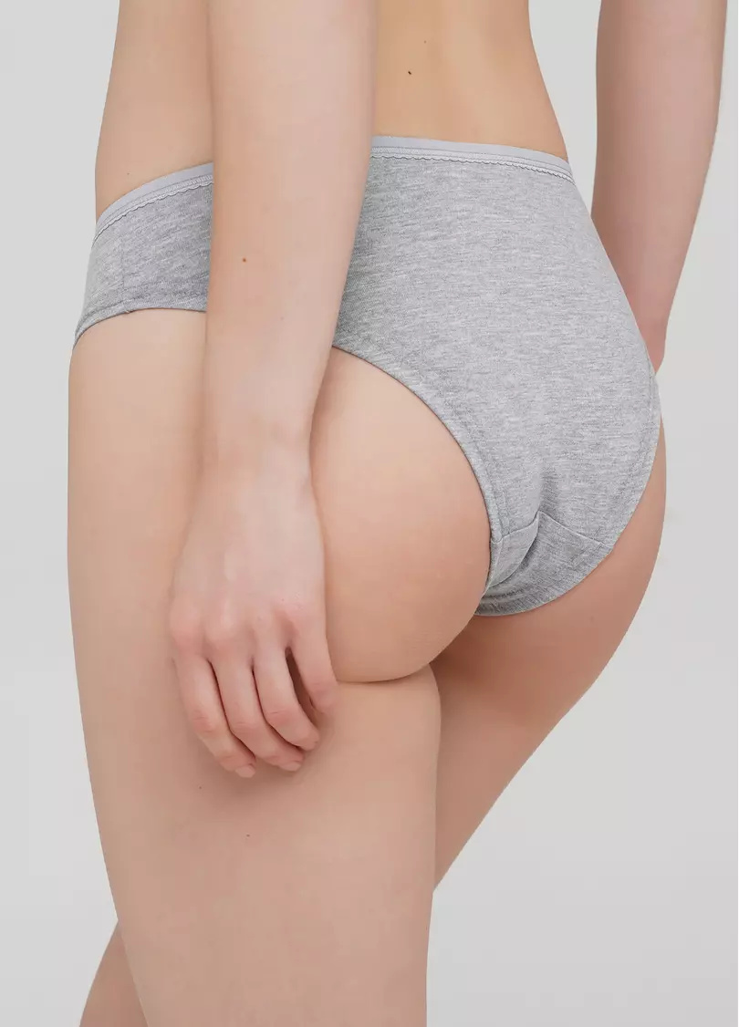 Широкие трусики бразилиана из хлопка Base 2206/60 grey (серый)