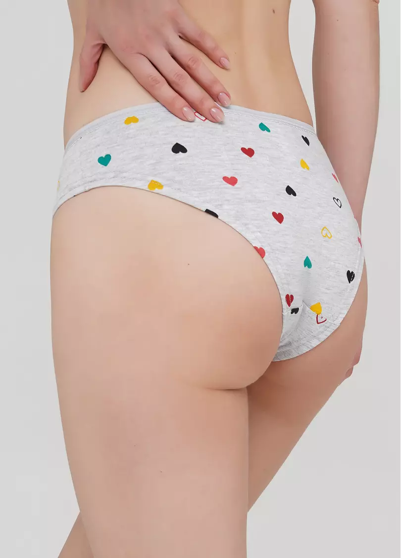 Широкі трусики бразиліана з бавовни з принтом сердечки Base 2206/60 melange hearts (меланж)