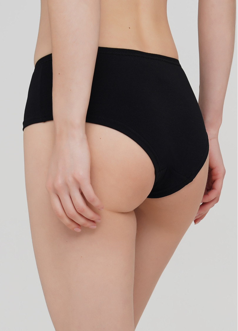 Хлопковые трусики кюлоты однотонные Base 2602/60 black (черный)