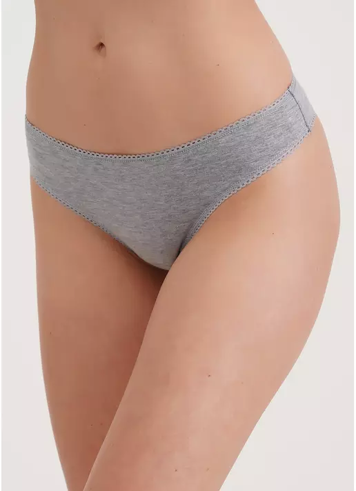 Трусики стринги из хлопка Basic 2102/60 grey melange (серый)
