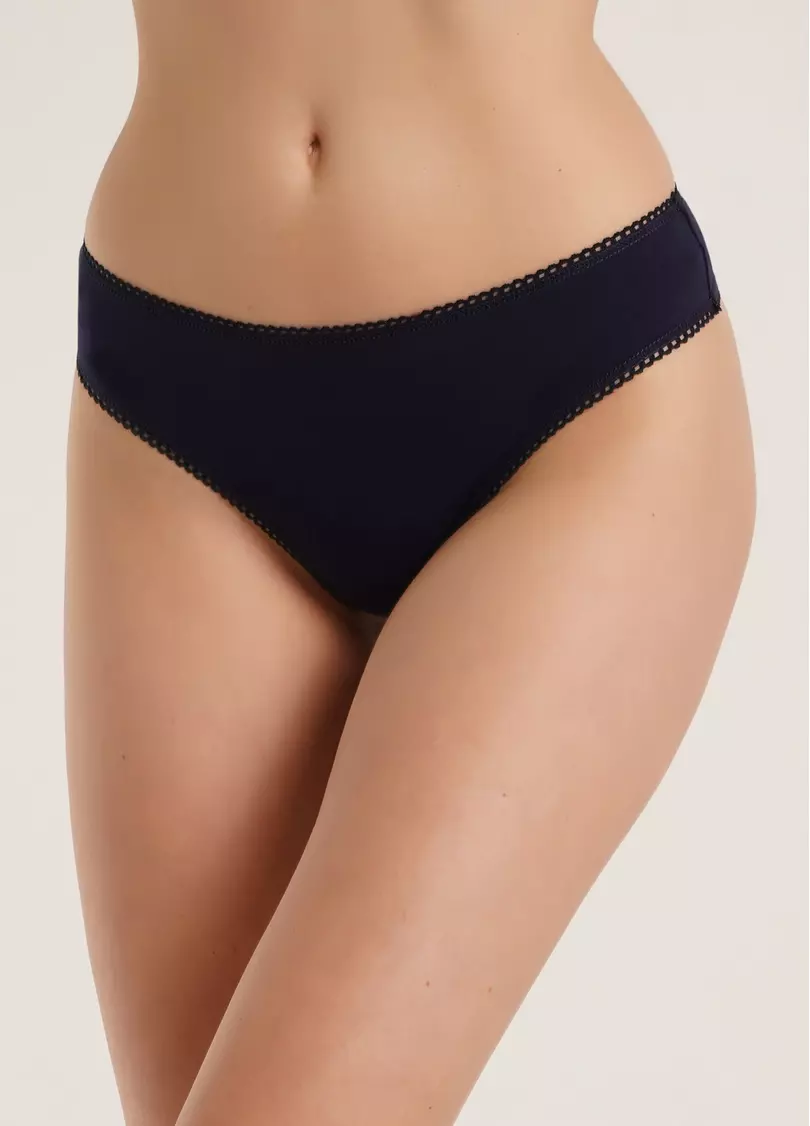 Трусики стрінги з бавовни Basic 2102/60 navy (синій)