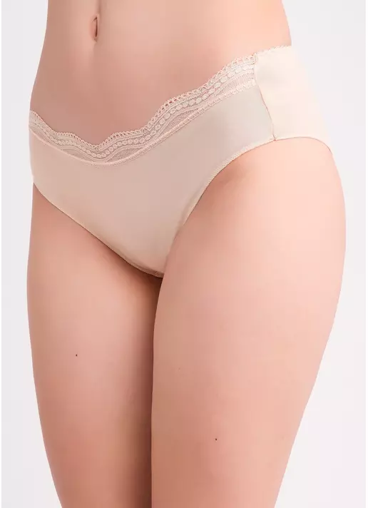 Труси сліпи з бавовни з мереживом Basic chic 2317/61 beige (бежевий)