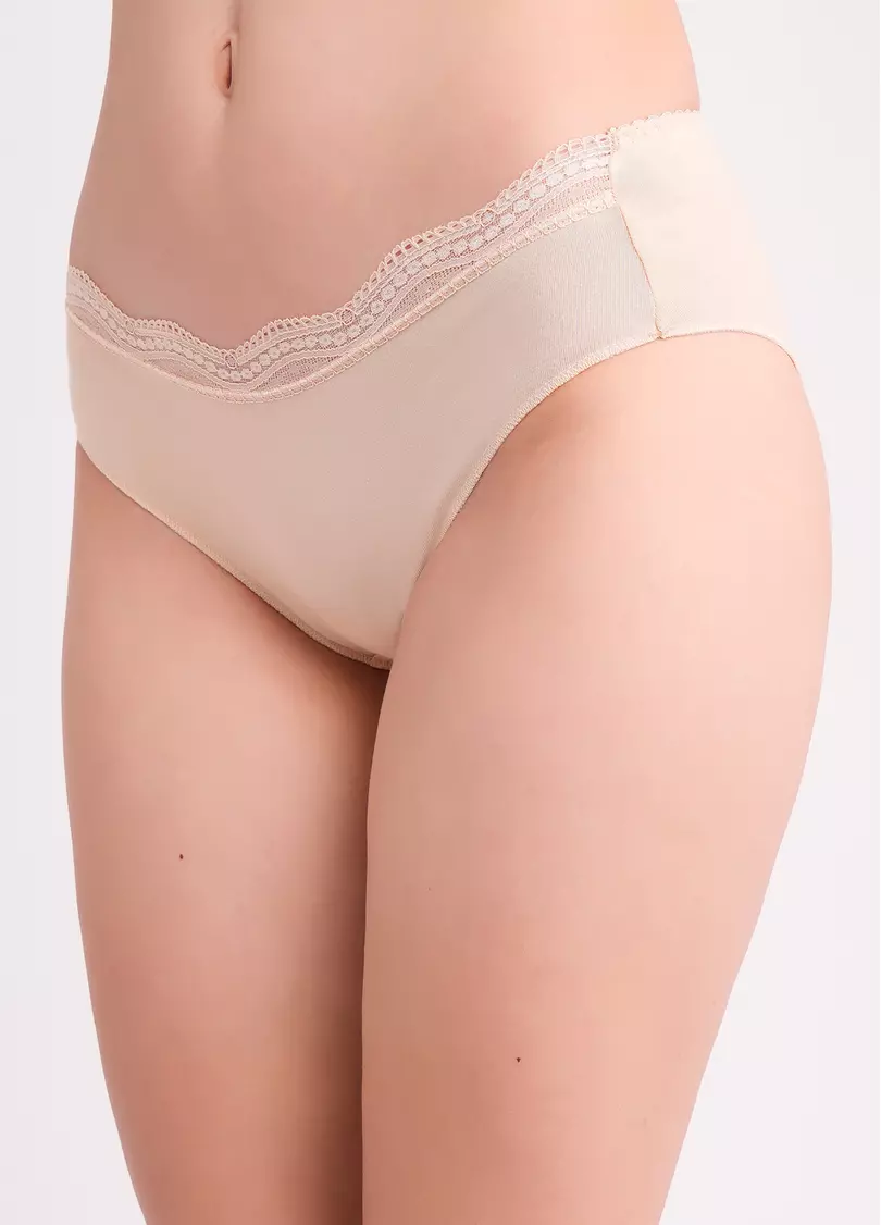 Труси сліпи з бавовни з мереживом Basic chic 2317/61 beige (бежевий)