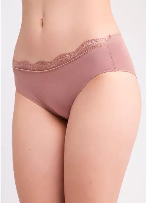Труси сліпи з бавовни з мереживом Basic chic 2317/61 mokko (коричневий)