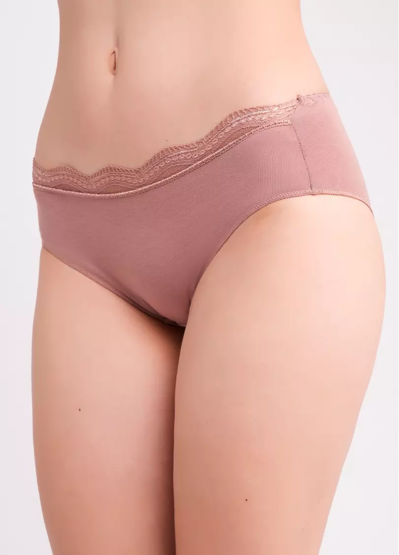 Трусы слипы из хлопка с кружевом Basic chic 2317/61 mokko (коричневый)