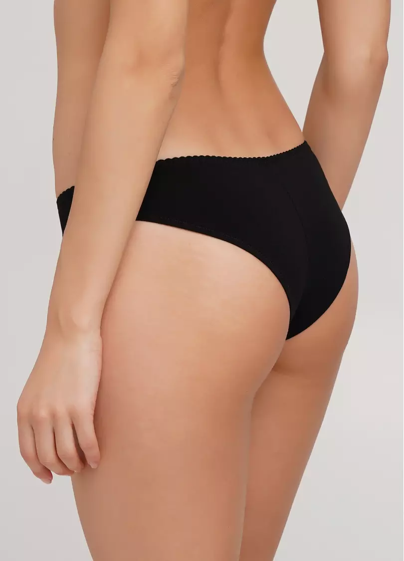 Трусики бразилиана базовые из хлопка Basic cotton 2206/60 black (черный)