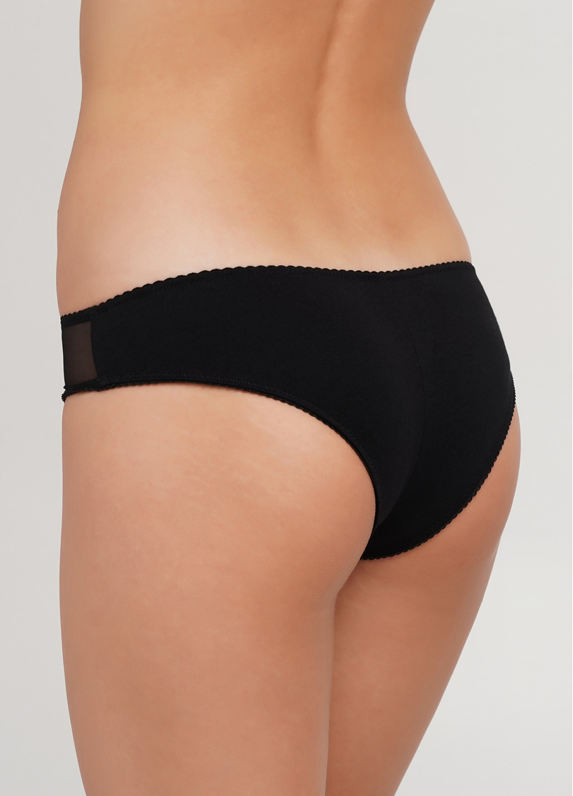 Трусики бразилиана с сеткой Basic cotton 2206/62 black (черный)