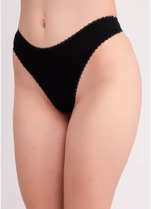 Трусики стрінги бавовняні з сіткою Basic net 2102/62 black (чорний)