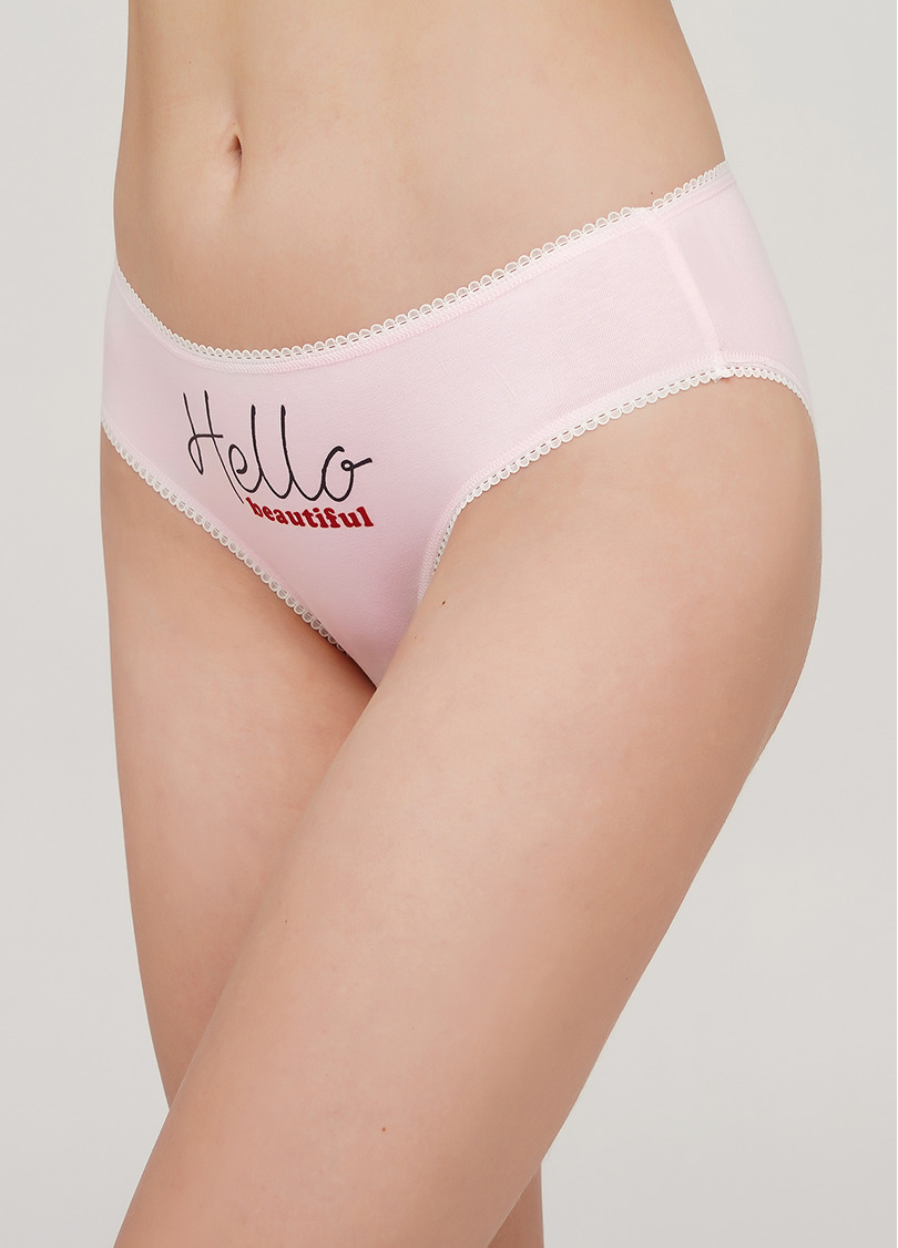 Хлопковые трусики слипы с принтом Basic print 2301/60 hello beautiful (розовый)