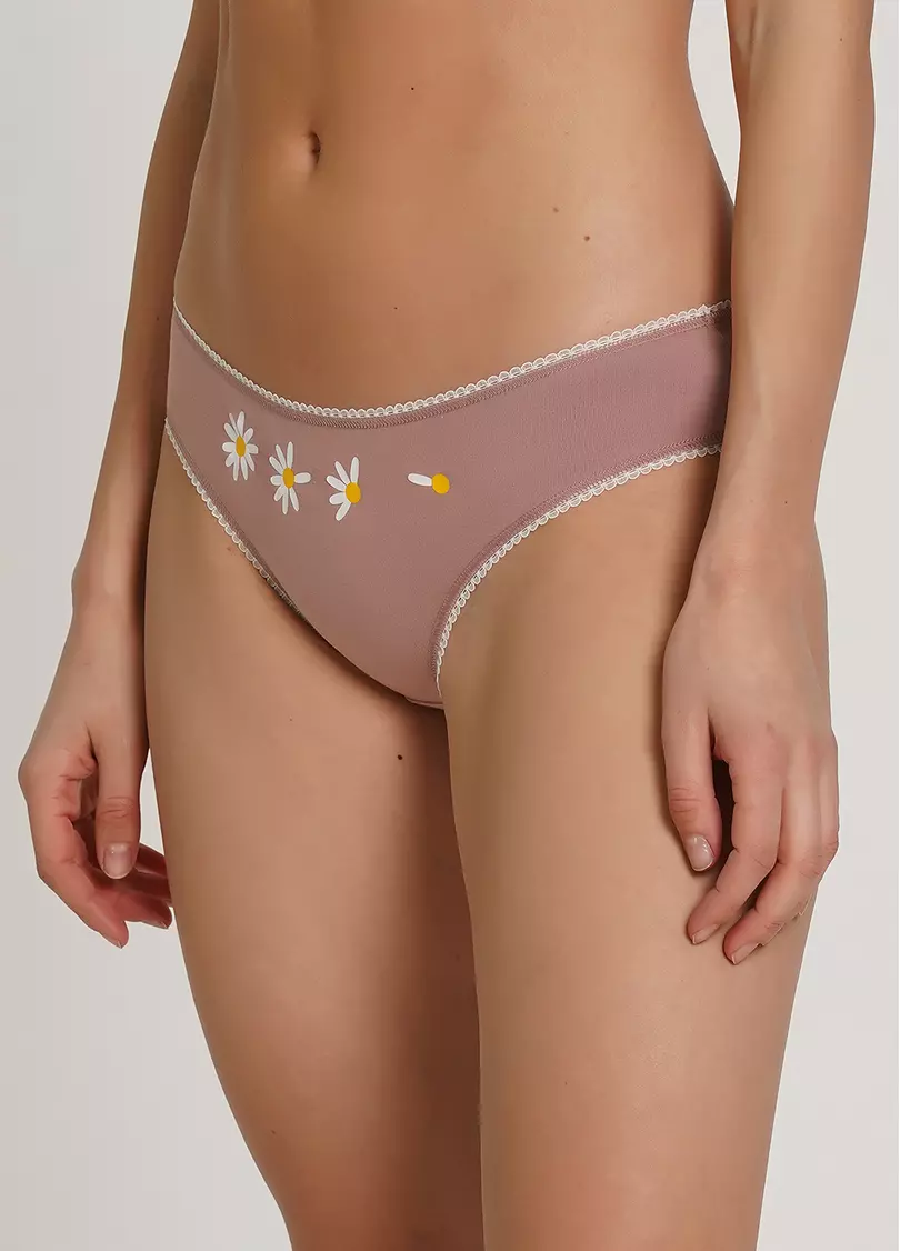 Хлопковые трусики слипы с принтом Basic print 2301/60 powder/camomile (розовый)