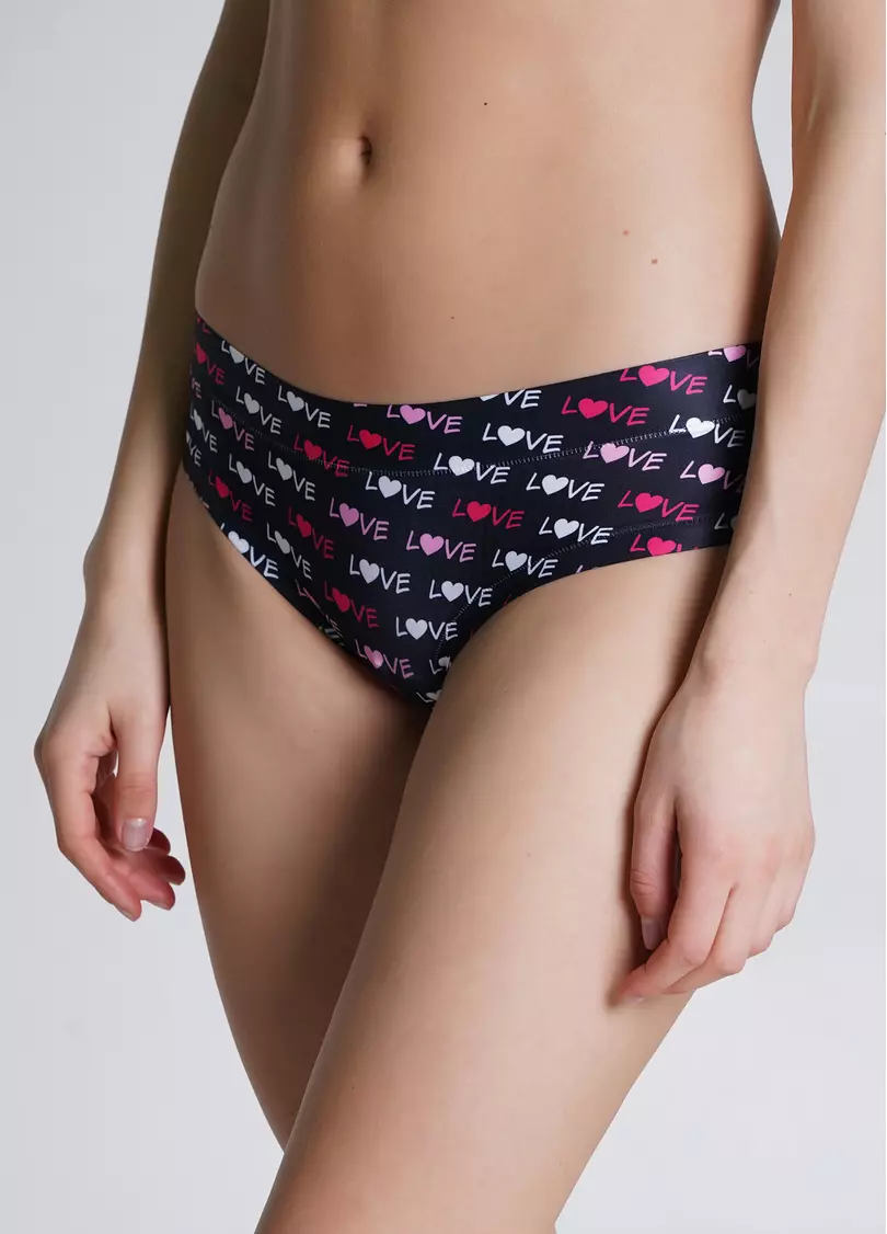 Принтованные трусики слипы Be my Valentine 2301/20 love (черный)