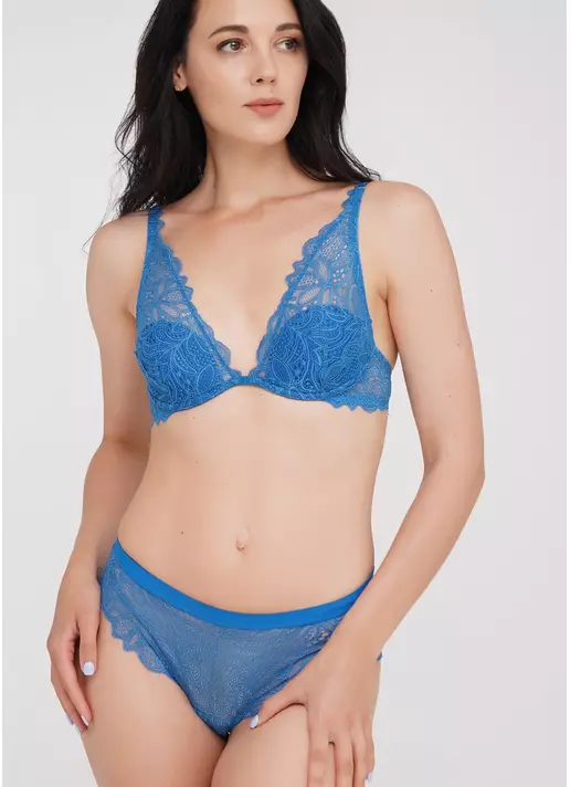 Широкие трусики бразилиана из кружева Blue forest 2201/31 (голубой)