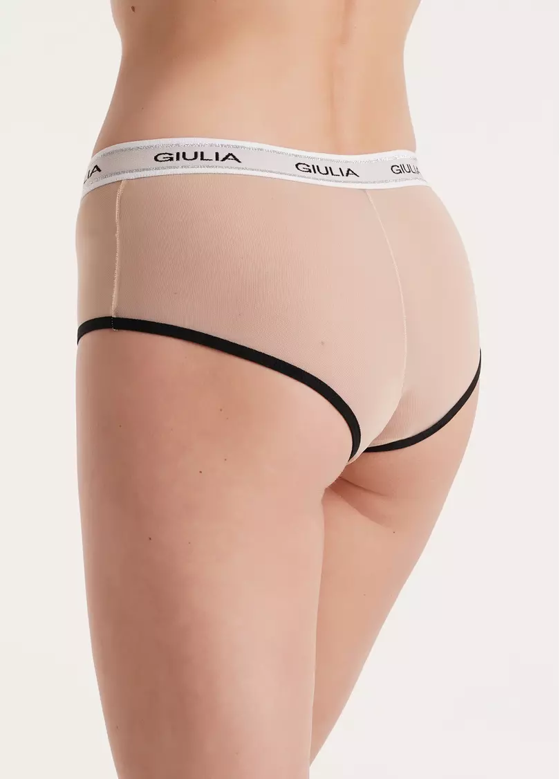Трусики бразилиана из сетки BRASILIAN BRIEFS NET 2201/40 beige/black (бежевый/черный)