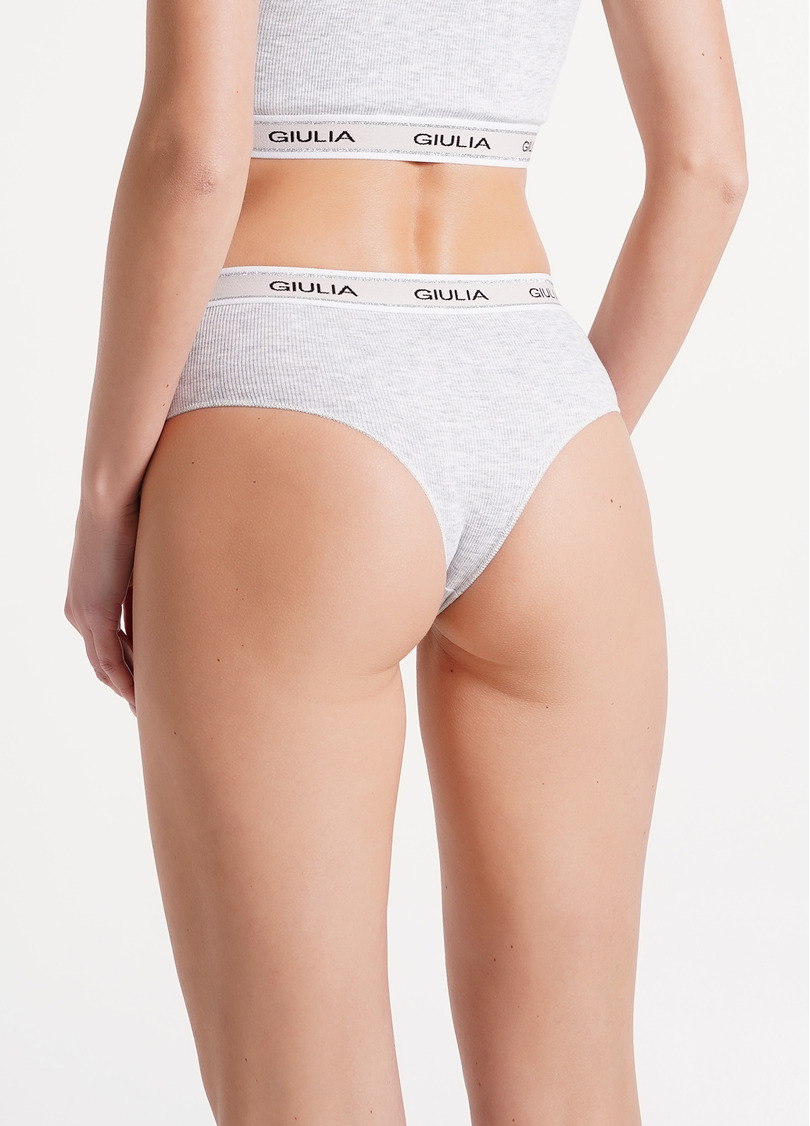 Хлопковые трусики бразилиана в рубчик Brasilian briefs rib 2201/60 grey (серый)