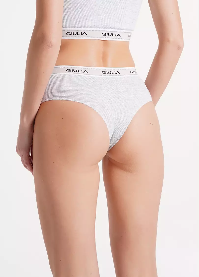 Хлопковые трусики бразилиана в рубчик Brasilian briefs rib 2201/60 grey (серый)