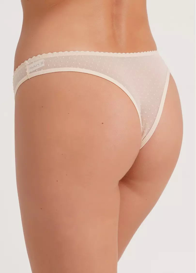 Трусики бразилиана в горох Cheril 2206/04 beige (бежевый)