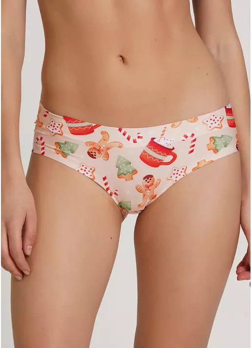 Трусики слипы из принтованной микрофибры Christmas story 2301/20 beige cookie (бежевый)