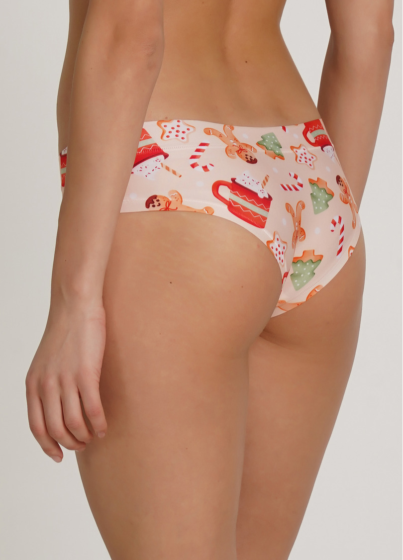 Трусики слипы из принтованной микрофибры Christmas story 2301/20 beige cookie (бежевый)