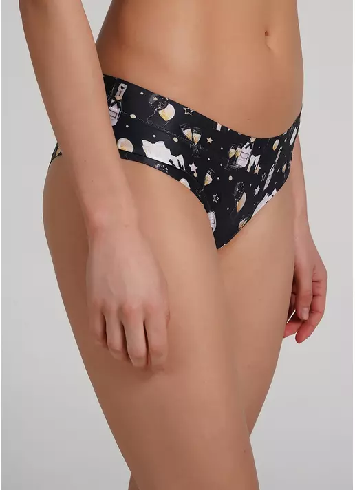 Трусики слипы из принтованной микрофибры Christmas story 2301/20 black (черный)