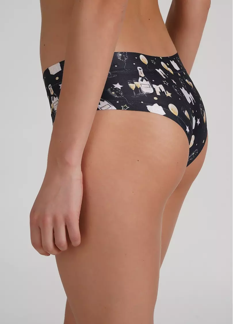 Трусики слипы из принтованной микрофибры Christmas story 2301/20 black (черный)