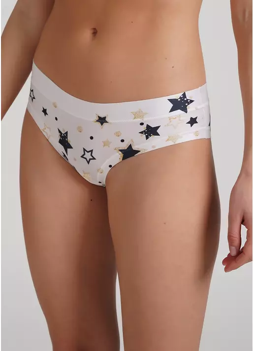 Трусики слипы из принтованной микрофибры Christmas story 2301/20 milk stars (белый)