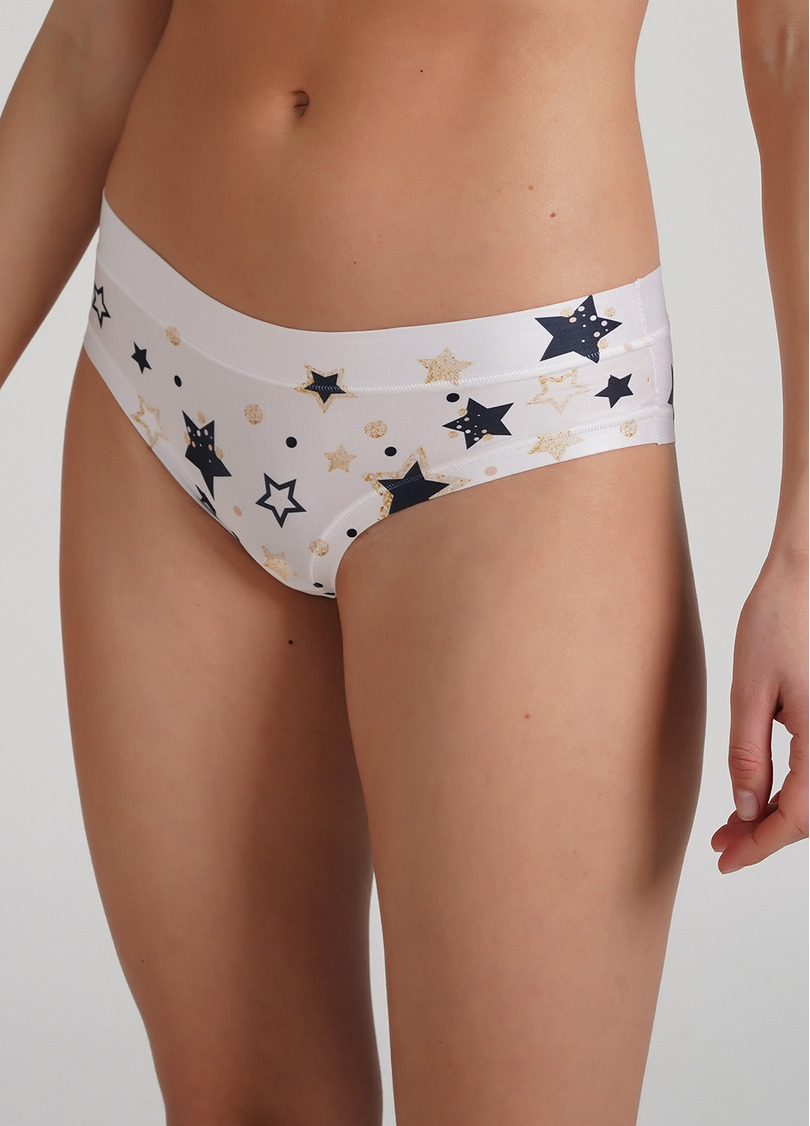 Трусики слипы из принтованной микрофибры Christmas story 2301/20 milk stars (белый)