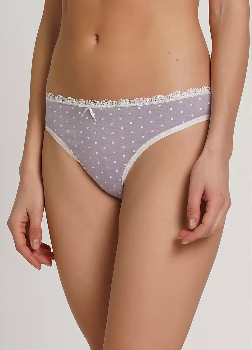 Хлопковые трусики стринги в горох Cotton print 2102/61 purple dots (фиолетовый)