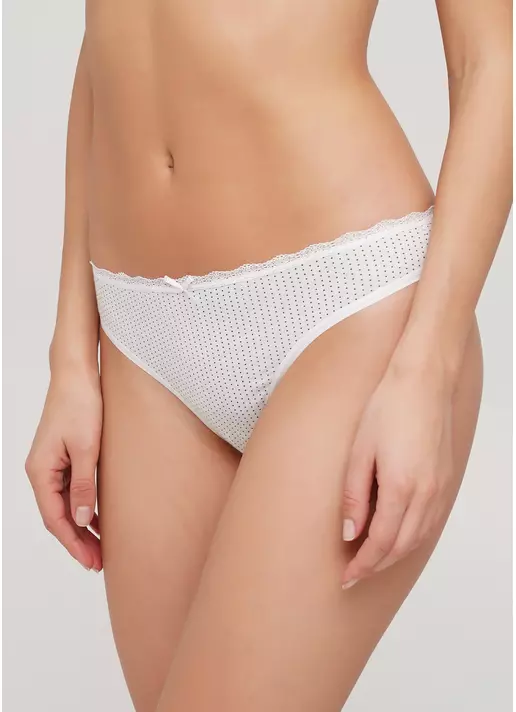 Хлопковые трусики стринги в горох Cotton print 2102/61 white dots (белый)