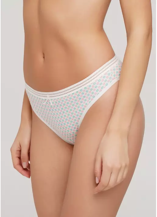 Хлопковые трусики бразилиана с принтом Cotton print 2212/06 milk buttons (белый)