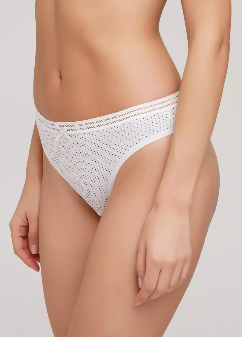 Хлопковые трусики бразилиана с принтом Cotton print 2212/06 white dots (белый)