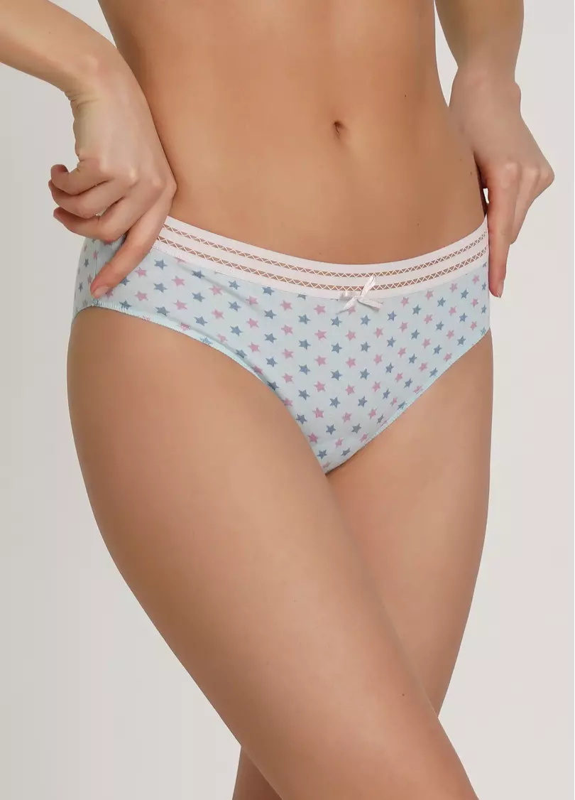Трусики слипы хлопковые с принтом Cotton print 2301/06 blue stars (голубой)