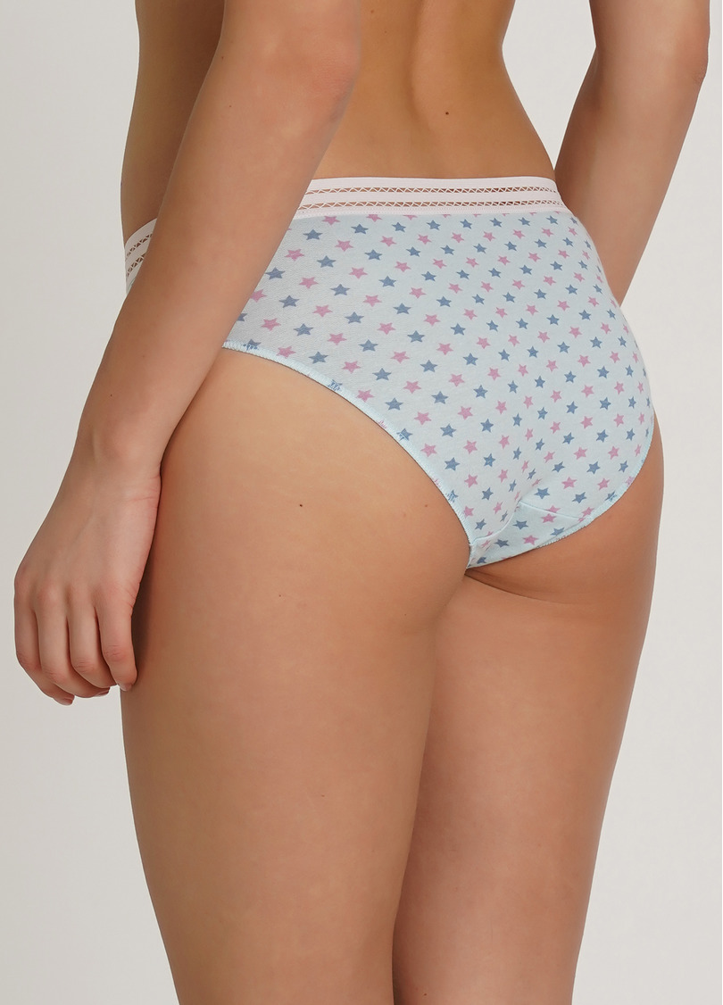 Трусики слипы хлопковые с принтом Cotton print 2301/06 blue stars (голубой)