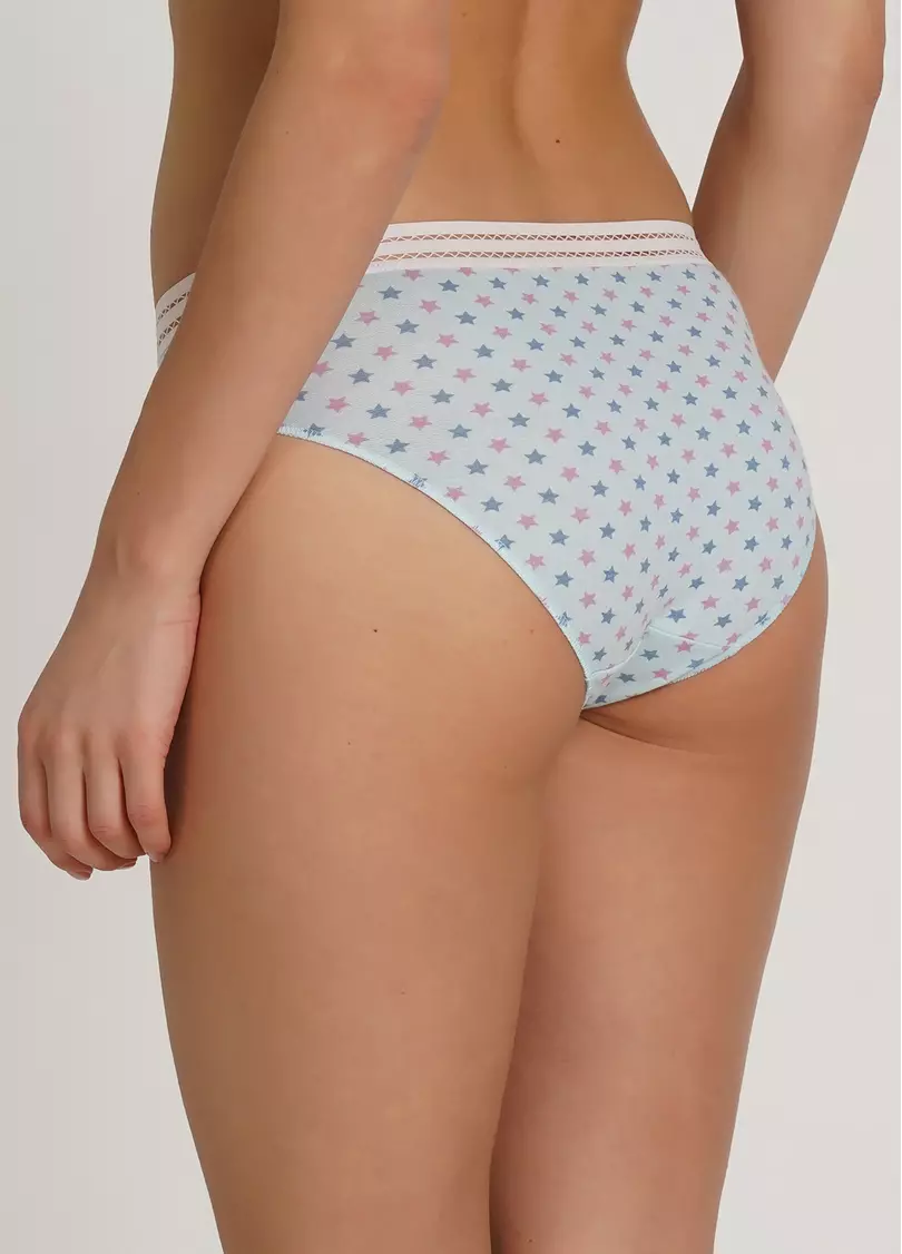 Трусики слипы хлопковые с принтом Cotton print 2301/06 blue stars (голубой)