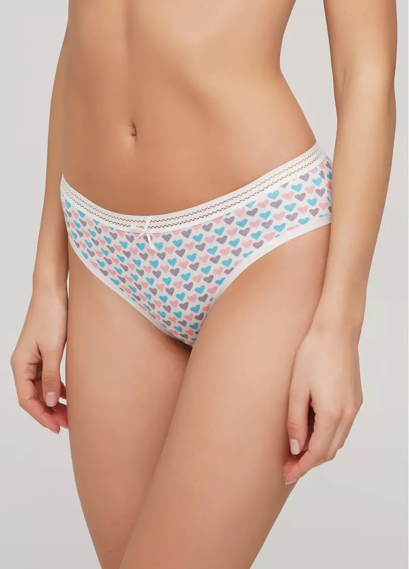 Трусики слипы хлопковые с принтом Cotton print 2301/06 milk hearts (білий)