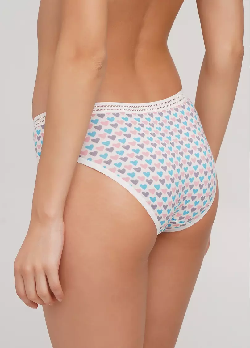 Трусики слипы хлопковые с принтом Cotton print 2301/06 milk hearts (білий)